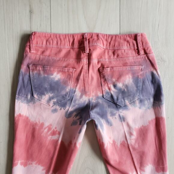 Revolution Revolt Jeans Womens 1 Pink Tie Dye Straight Leg Tapered Pants 27x28 - Picture 8 of 13